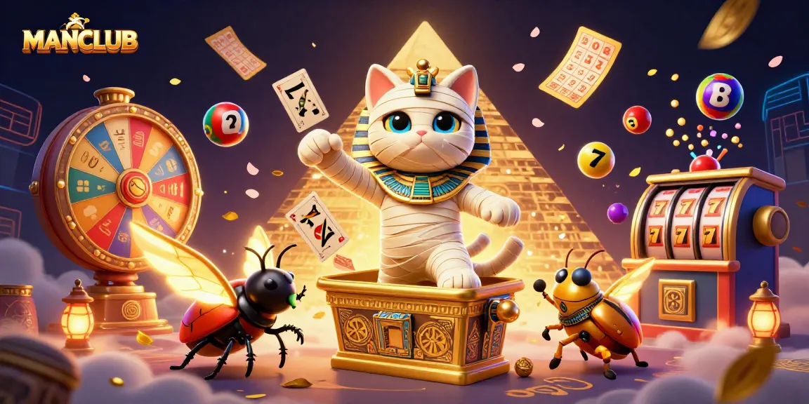 Engage with MANCLUB's vibrant gaming scene featuring energetic characters and dynamic casino elements.