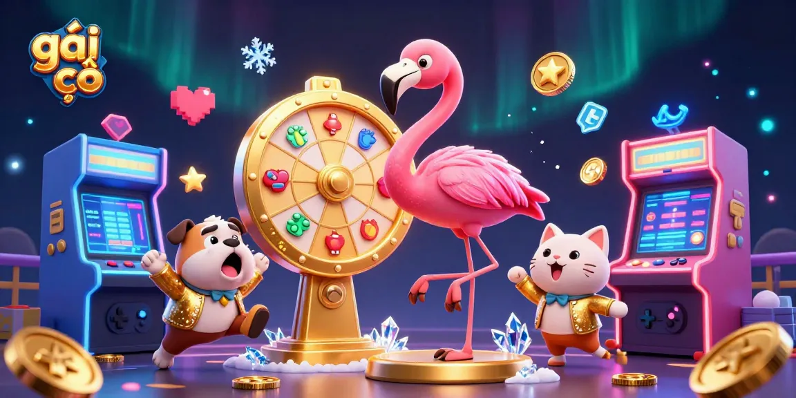 Engage in vibrant casino excitement with gái gọi, showcasing a flamingo host and bulldog contestant.