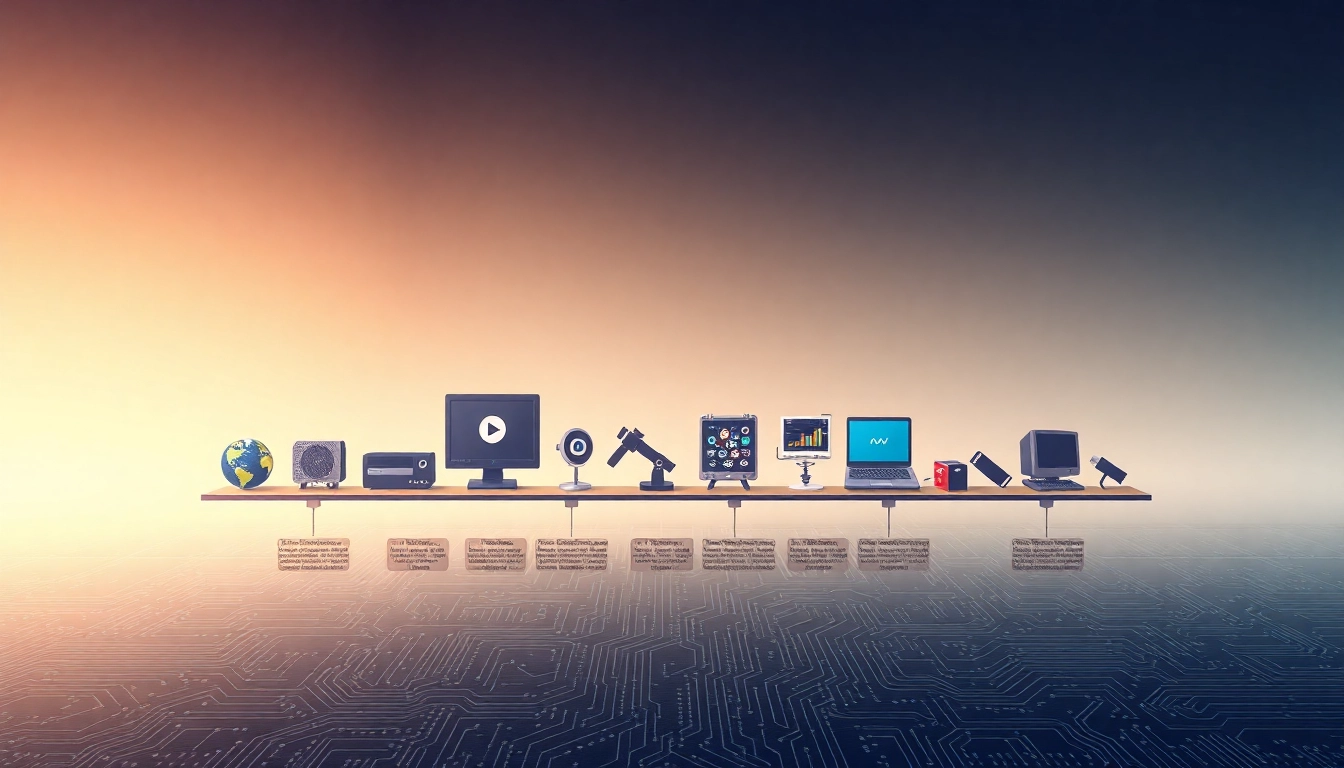 An infographic illustrating the internet history with key technological milestones.
