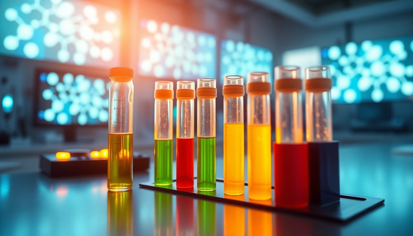 Buy mots-c peptide in a high-tech lab setting emphasizing peptide synthesis.