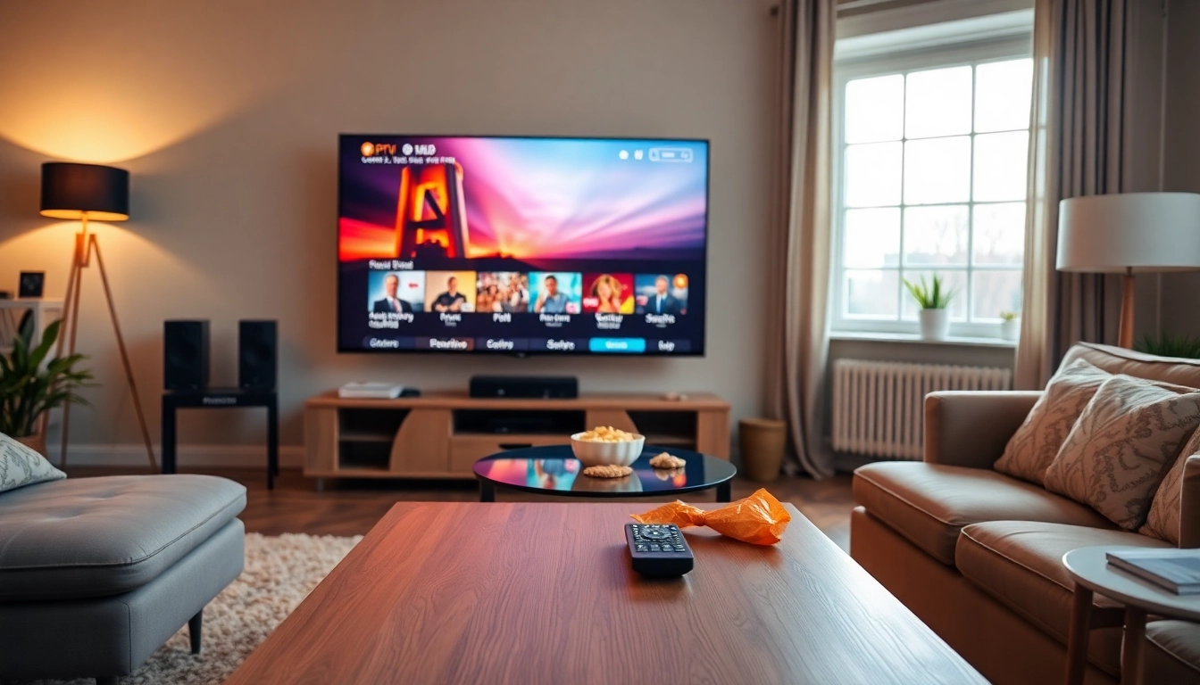 Streaming IPTV Norway on a modern setup with a vibrant screen and cozy atmosphere.