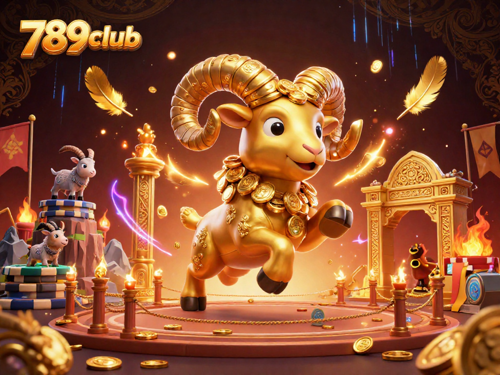 Experience thrilling games at 789club with the epic golden ram headbutting at a grand golden gate.