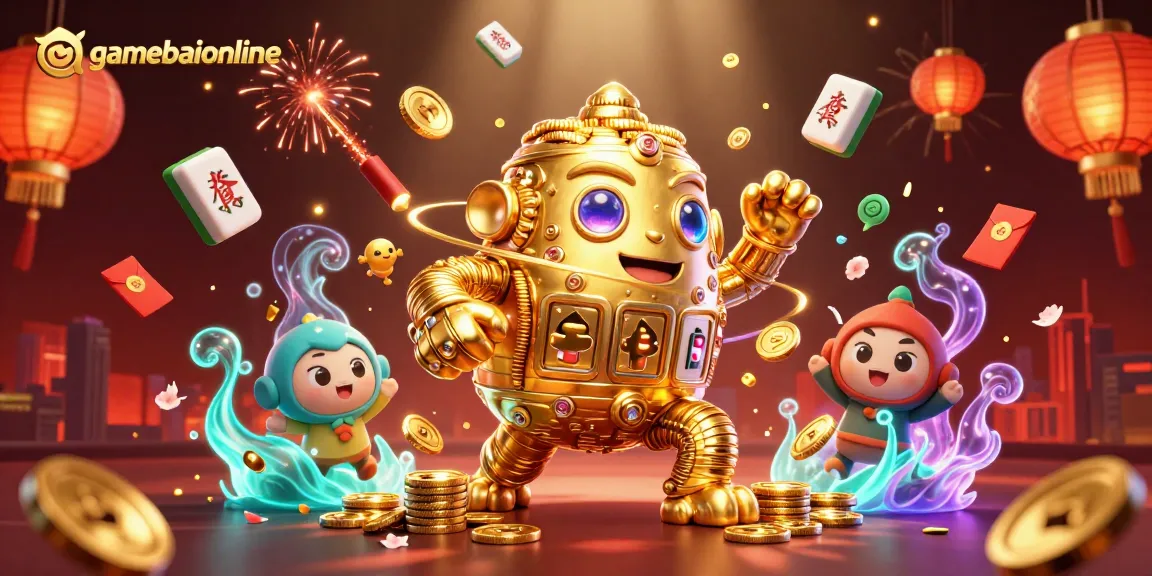 Engage with gamebaiionline's vibrant 3D casino illustration showcasing dynamic gaming elements and excitement.