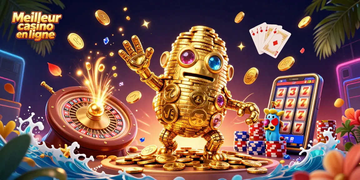 Experience the thrill of the Meilleur casino en ligne with vibrant slot machines, golden coins, and exciting games.