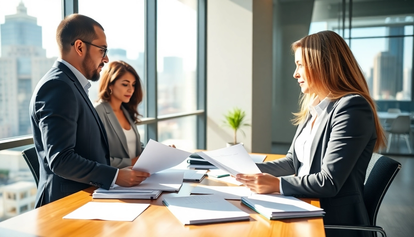 Engage with Title Insurance Services in a modern office setting during a client meeting.