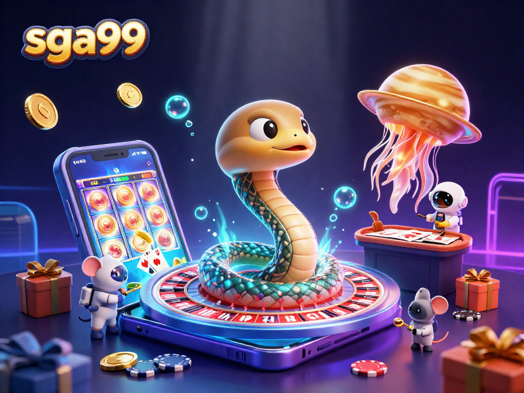 Experience the thrill of betting at sga99 with astronaut mice gambling on a cosmic roulette wheel.
