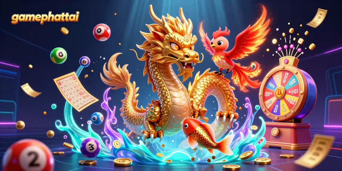 Spin and win big with gamephattai featuring a dynamic 3D casino scene of dragons and winnings!