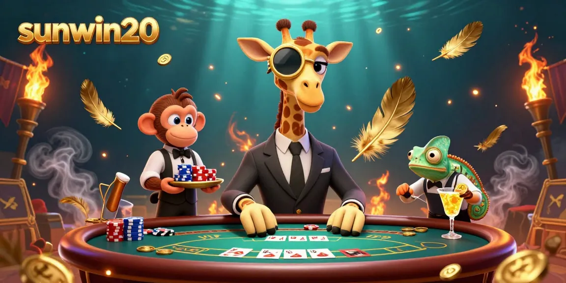 Play poker with sunwin20 while the giraffe and friends enjoy a high-stakes game