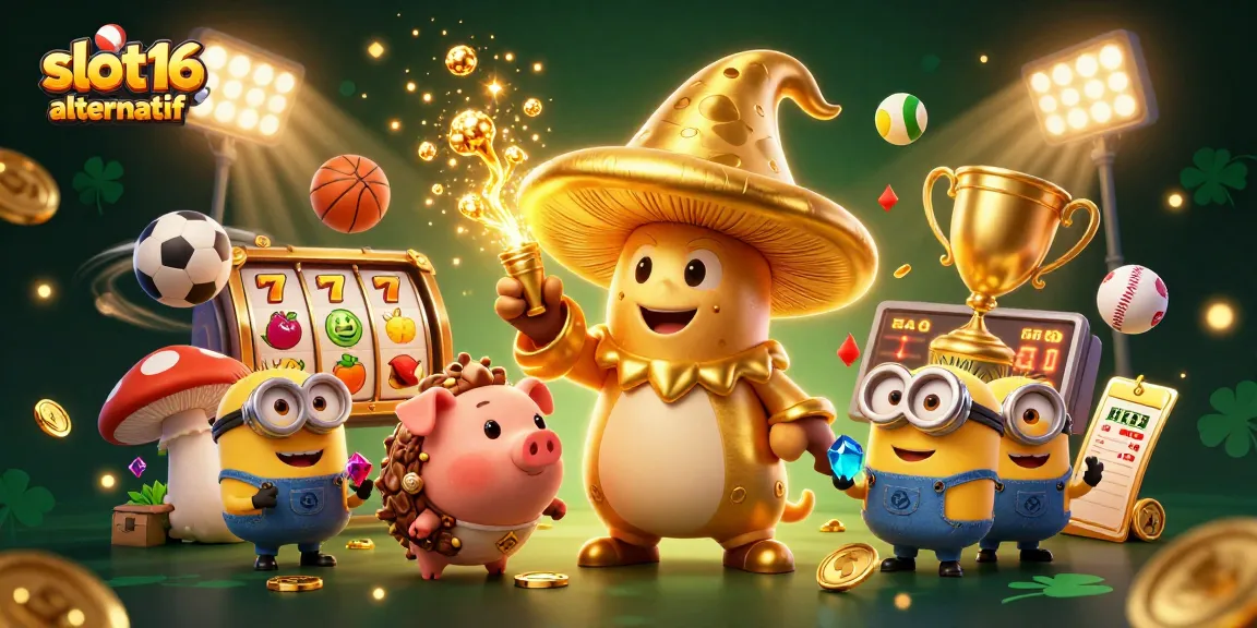 Experience slot16 alternatif with a golden wizard, treasure pig, and dynamic gaming elements.
