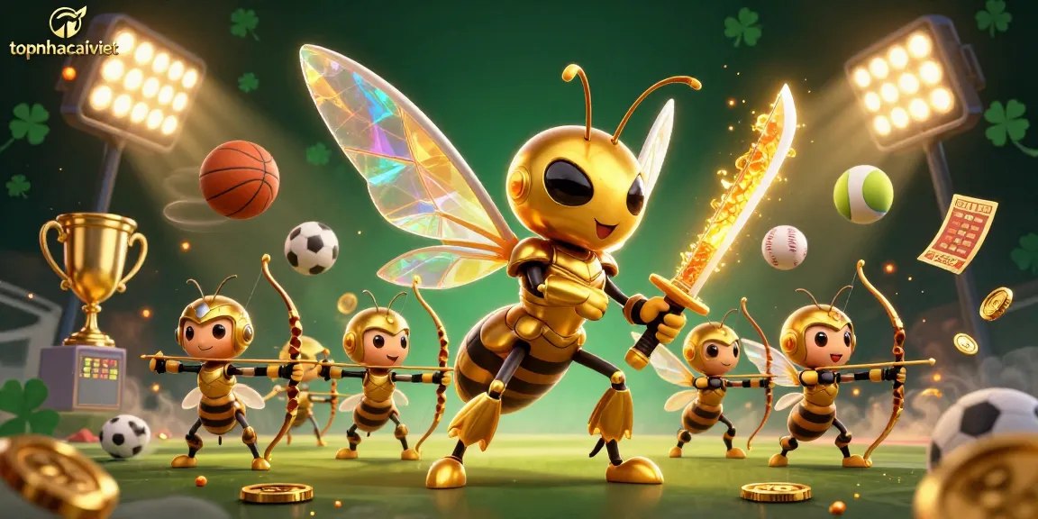 Engage in thrilling actions with topnhacaiviet through dynamic sports elements and vivid gambling icons.