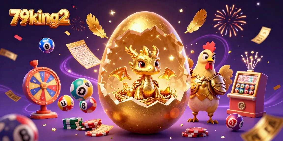 Engage in thrilling gameplay at 79king2 with a vibrant golden dragon illustration and colorful lottery elements.