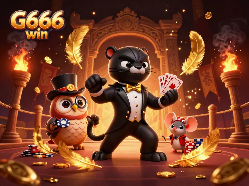 Experience thrilling G666 win with stylish characters in an exhilarating casino setting.