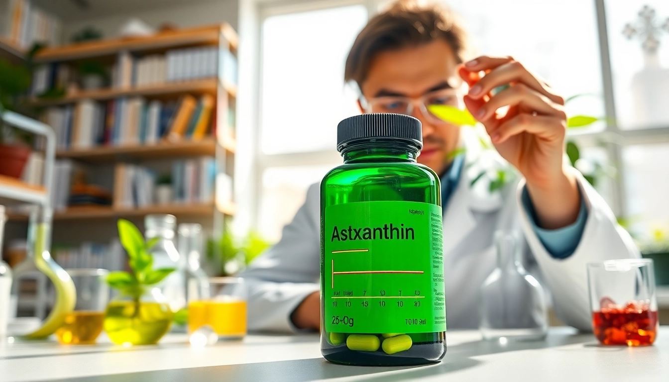 Calculate the best astaxanthin dosage with a scientist in a modern lab.