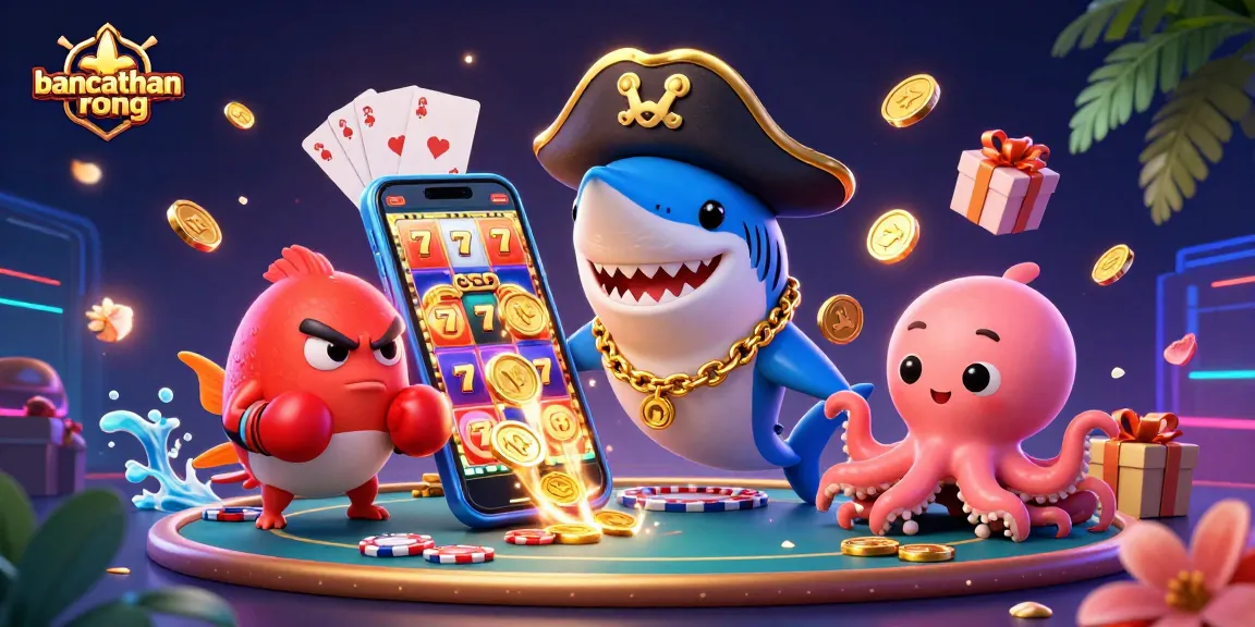 Bancathanrong showcases an exciting casino scene with a pirate shark and gaming elements.