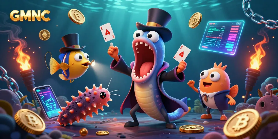 GMNC showcases a magical underwater casino scene with bioluminescent creatures performing captivating card tricks.