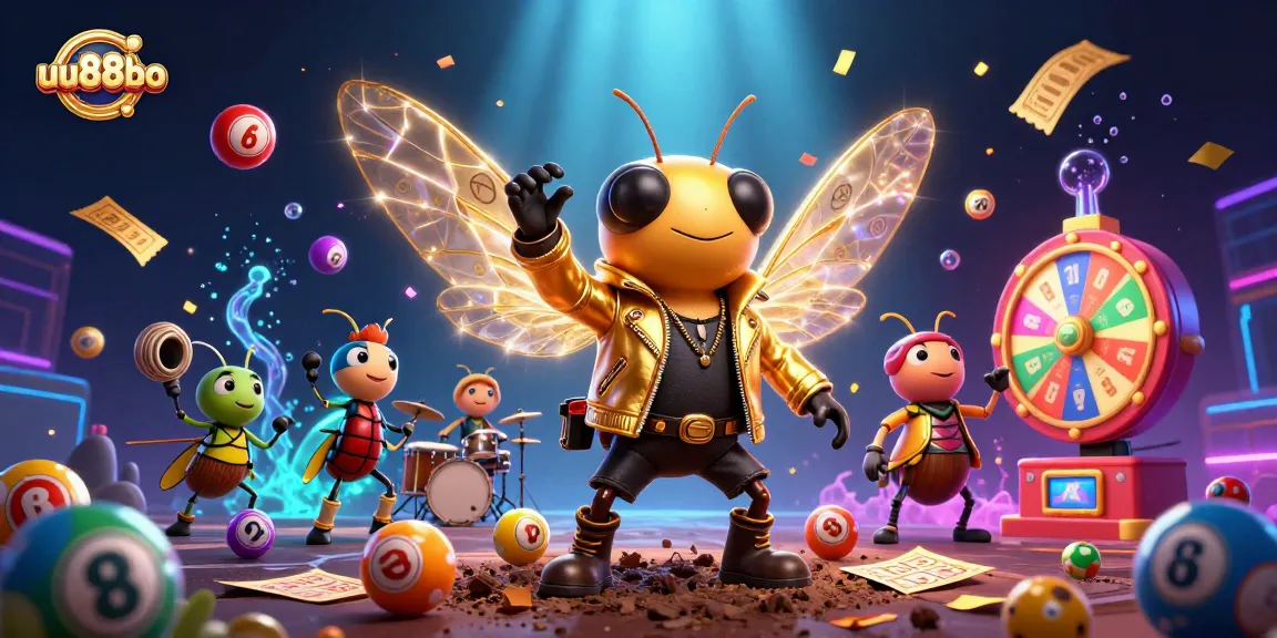 Experience the excitement of uu88bo with vibrant lottery elements and dynamic characters in a festive casino scene.
