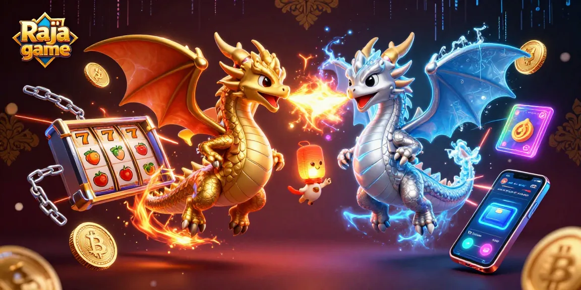 Engage in thrilling play with Raja game featuring dynamic dragons and vibrant slot elements.
