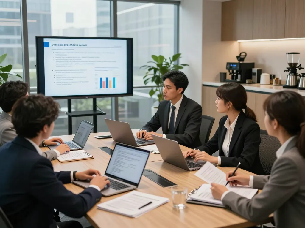 Lead Roedl team collaborating in a modern office to discuss legal strategies.