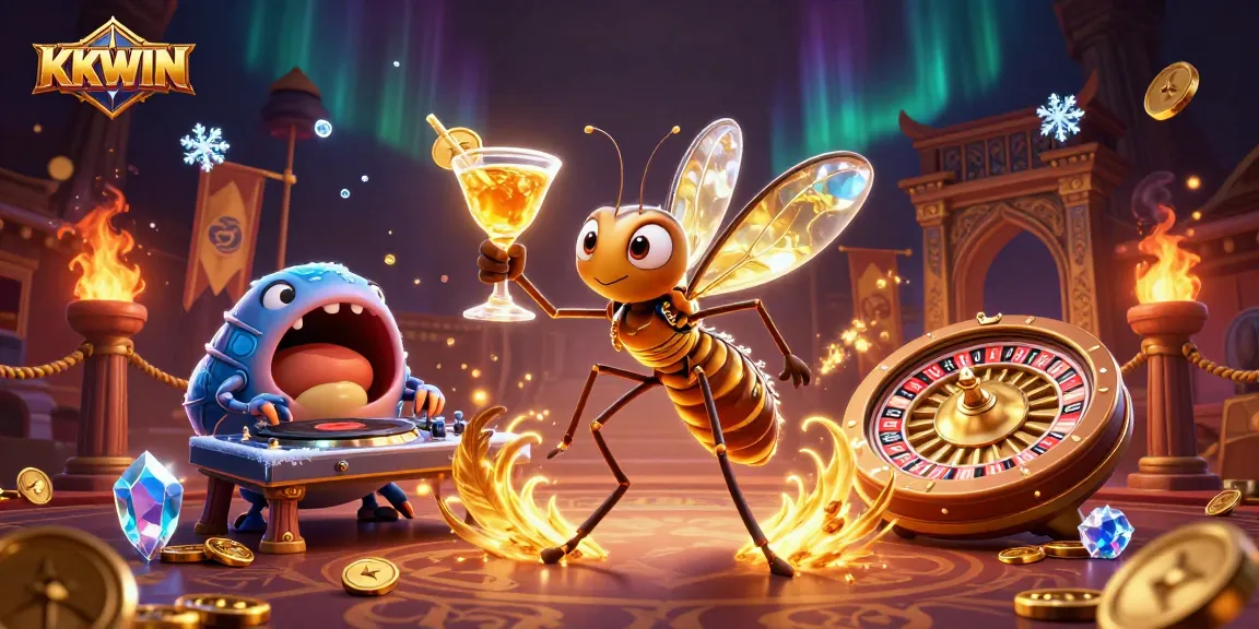Experience the excitement of KKWIN with a vibrant casino scene featuring unique cartoon characters.