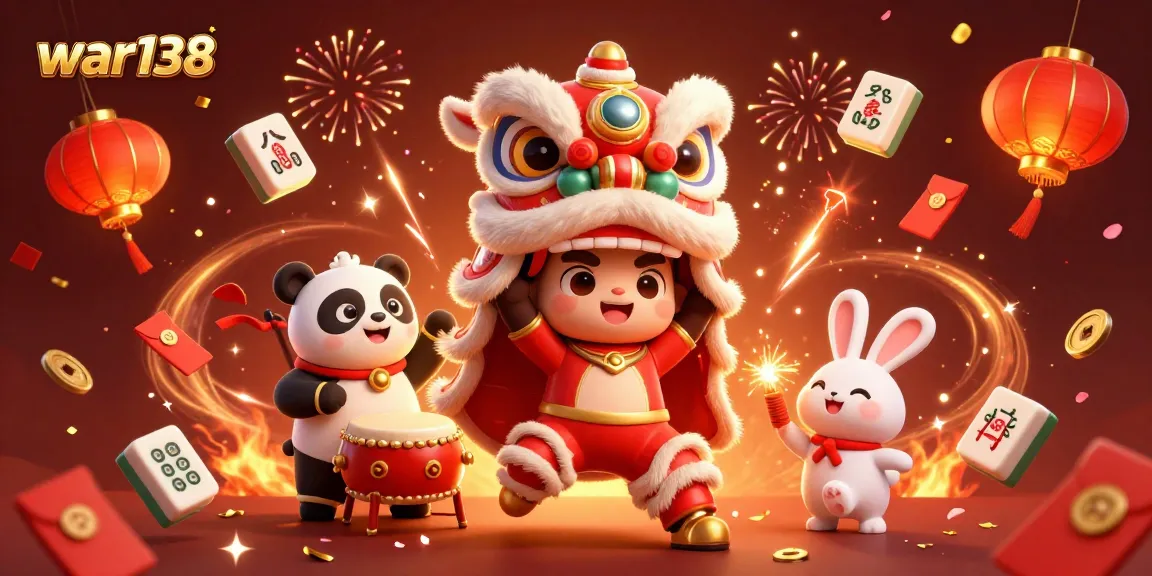 Experience the excitement of online games at war138 with festive characters and vibrant casino elements