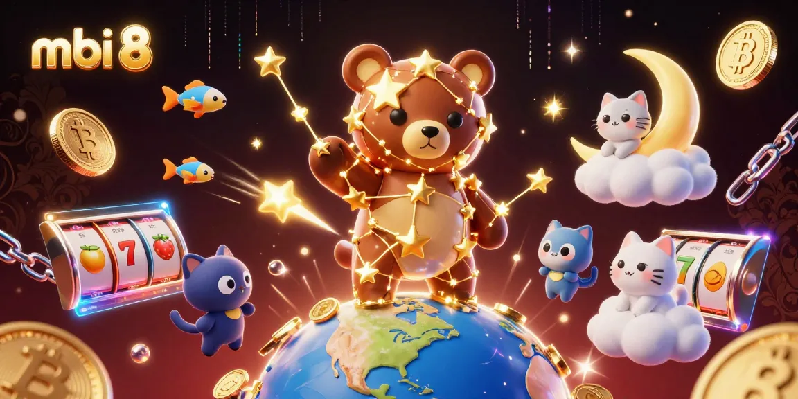 Experience thrilling gameplay at mbi 8 with colorful slot reels and shining rewards under a starry sky.
